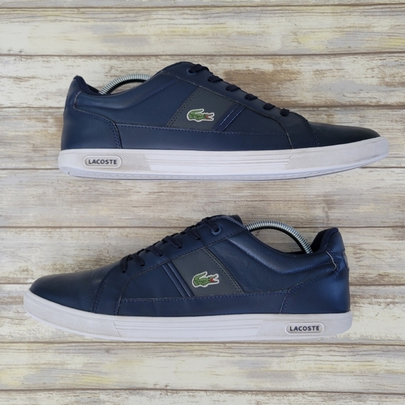 Lacoste Europa LCR BRZ Casual Low Top Lace-Up Sneakers Men's 10.5 Blue Leather - Picture 5 of 10